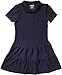 French Toast School Uniform Girls Ruffled Pique Polo Dress, Navy, Large (10/12)