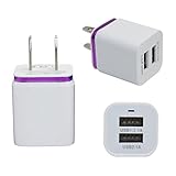 Creazy® Home Travel Dual Port AC USB Wall Charger for iPhone & Samsung Galaxy (Purple)
