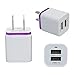 Creazy® Home Travel Dual Port AC USB Wall Charger for iPhone & Samsung Galaxy (Purple)