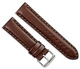 Hand Stitched Oil Leather Watch Band - Brown - 20mm