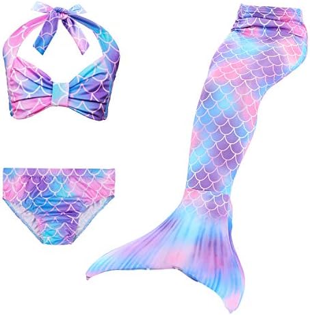 Lora Rossie 3PCS Girls' Swimsuit Mermaid Tail for Swimming, Bathing Swimwear