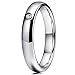 Three Keys Jewelry 4mm White Tungsten Wedding Ring High Polished CZ Inlay Wedding Band Engagement Ring