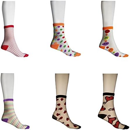 Sheer Transparent Womens Fun Socks (Crew (6 pair), Fun Colors 5)