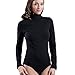elegance1234 Ladies Rollneck Cotton Long-Sleeve Quality Thong Leotard/Bodysuits