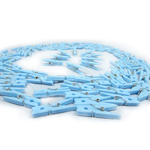 Mini Blue Clothespins 100 Pack 1.25” Inch Clothes Pins Plastic Baby