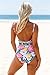 Annflat Women's Mesh V Neck Tropical Floral Print One Piece Swimsuit Swimwear Large Floral