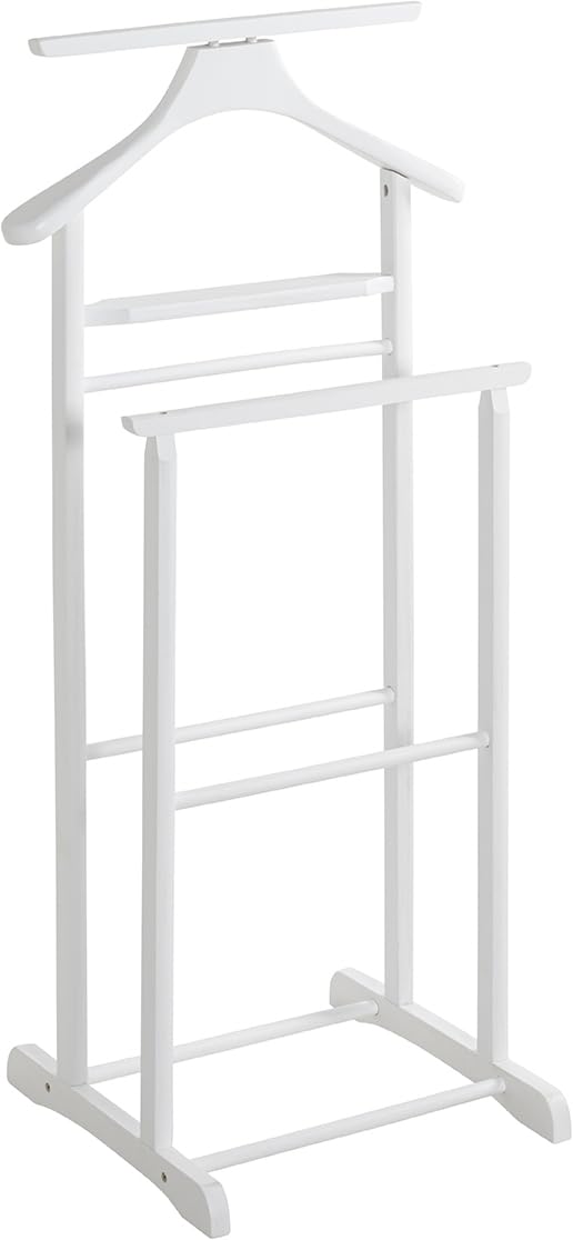 HAKU valet stand, valet stand, white, solid wood - Dimensions: W 47 x H 102 x D 36 cm, Style: Traditional