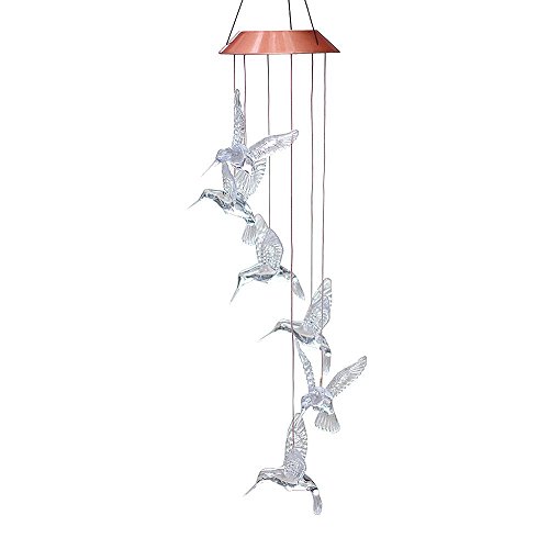AGPtEK LED Color Changing Wind Chimes Hummingbird Solar Lights Mobiles Windlights for Outdoor Indoor Garden Patio Décor