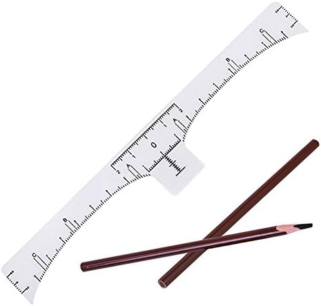 100Pcs Disposable Eyebrow Ruler soft Stencil Sticker Adhesive Eyebrow Microblading Ruler Guide For makeup tool Eye Makeup Tattoo Shaper Eyebrows symmetrical ruler Measuring Tool and a eyebrow pencil