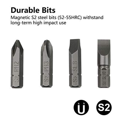 MulWark 3/8-Inch Drive Premium Reversible Manual Impact Driver Set- Hammer Screwdriver Kit with S2 Steel Impact Bits to Disengage Rusted Fasteners or Frozen Bolts| Flathead 5/16” 3/8” & Phillips #2#3