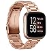 Aresh Compatible with Fitbit Versa 2 Bands Versa Lite Versa SE Versa Band, Solid Stainless Steel Replacement Metal Strap Compatible withWomen Men (Rosegold)
