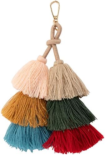 Tassels Pom Poms Keychain, Bohemian Handbag Bags Pendant Key Chain Rings