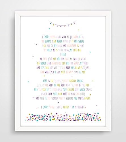 Finny and Zook "I Carry Your Heart with Me, Ee Cummings Poem" Paper Print, 14" H x 11" W