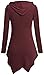 Tencole Long Tops for Women, High Low Long Sleeves Spring Stylish Tunic Sweatshirt Feminine Sexy Embellished Pleated Dress Hoodie Tops Oversized Unique Hooded T Shirts Halloween Outfits Wine XL