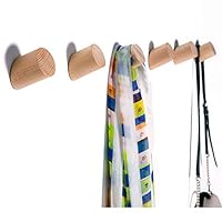 Wall Hooks, Felidio Natural Wood Coat Hooks Wall Mounted (Pack of 2pcs) - Rustic Wall Coat Rack Hat Hooks Robe Hook Entryway Wall Hangers Heavy Duty Hooks for Hanging Towels (Beech Wood)