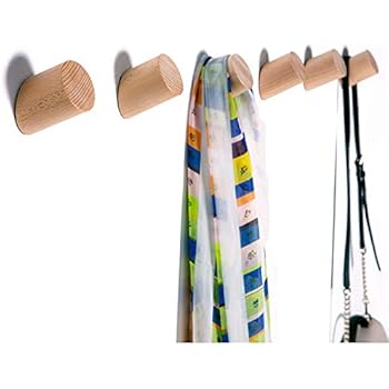 Wall Hooks, Felidio Natural Wood Coat Hooks Wall Mounted (Pack of 2pcs) - Rustic Wall Coat Rack Hat Hooks Robe Hook Entryway Wall Hangers Heavy Duty Hooks for Hanging Towels (Beech Wood)