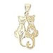 Gold Sitting Cats Charm - 10 Karat Solid Gold - Cat Jewelry (Style 1)