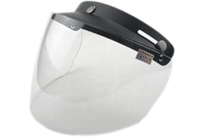 WANCAR Retro Universal Standard 3-Snap Open Face Motorcycle Helmets Flip Up Face Visor Wind Shield Lens(Clear)