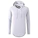 UNRESTRAINED Mens Hipster Longline Hooded Side Zipper T Shirt White M