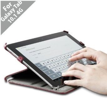 Acase Samsung GALAXY Tab 10.1 P7510 Premium Slim Leather Case Folio with built-in Stand for Samsung GALAXY Tab 10.1 (VERIZON 4G LTE VERSION) RED