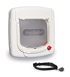 PetSafe Magnetic Key 4-Way Locking Cat Door, Exterior/Interior, White