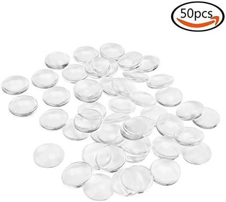 MeliUp 50PCS Clear Glass Cabochons 0.62 inch/16mm Transparent Glass Dome Tiles Non-calibrated Round Pebbles for Crafts…