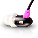 JLab Audio  J6 High Fidelity Metal Ergonomic Earbuds Style Headphones, GUARANTEED FOR LIFE - Passionfruit Pink/Black