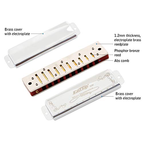 East top Diatonic Harmonica Key of C 10 Holes 20 Tones 008K Blues Diatonic Mouth Organ Harmonica