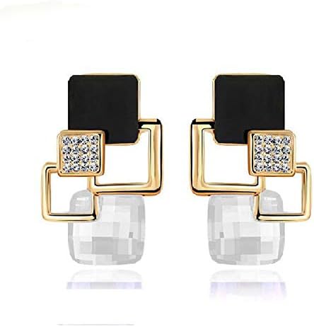 Brincos Vintage Long Square Crystal Earring Big Geometric Stud Earrings For Women Classic Gold-Color Fine Jewelry