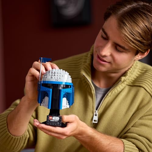 LEGO Star Wars 75408 Jango Fett Helm - Mandalorian Bauset für Erwachsene - Modell mit Ständer, Namensschild und Verstellbarer Antenne - Geschenk für Fans von Angriff der Klonkrieger 9