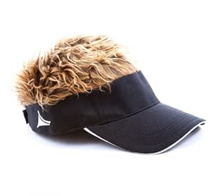 Amazon.com : Flair Hair Visor Cap Fake Hair Wig Novelty ...