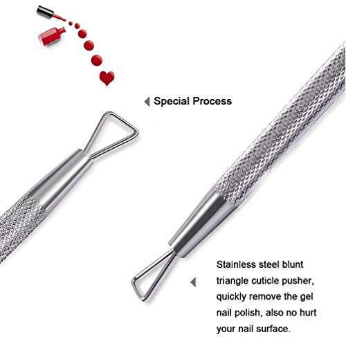 Professional Nail Polish Remover Cuticle Pusher Tool Stainless Steel, Triangle Manicure UV Gel Polish Scraper Peeler Rod for Fingernails and Toenails - Thumbnail 3
