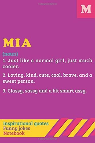 Mia Definition Inspirationals Quotes Funny Jokes Notebook A Personalized Purple Notebook Journals For Women Girls Named Mia With Inspirational Gift For Writing Daily Diary Taking Notes By Amazon Ae