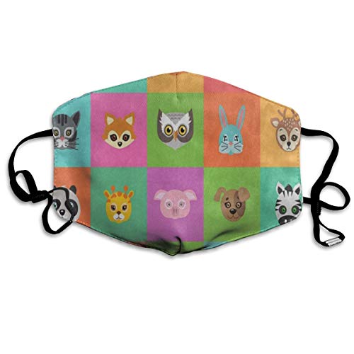 Polyester Mouth Masks With Nose Bridge Wire, Cartoon Animal Tiger Panda Lion Monkey Elephant Fox Anti-dust Face Mask For Women And Men