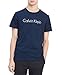 Calvin Klein Men's Short Sleeve Crew Neck Logo T-Shirt, Atlantis Blue, Medium