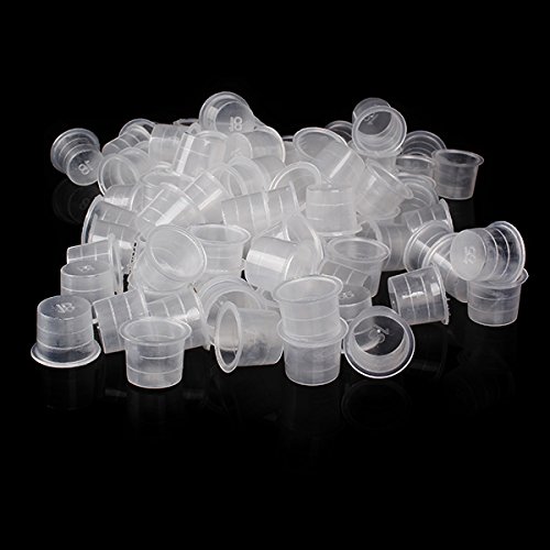 18mm Large Size Ink Cups Disposable Plastic Caps for Tattoo Art (Pack of 500)
