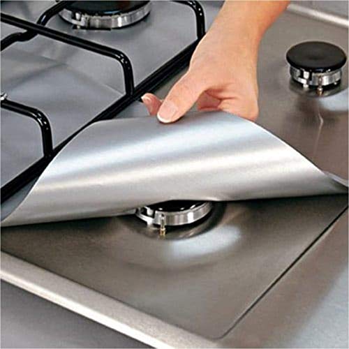 12-Pack Reusable Gas Stove Burner Covers, Non-Stick Stovetop Burner Liners Gas Range Protectors for Kitchen- Size 10.6” x 10.6”-Double Thickness 0.2mm, Cuttable, Dishwasher Safe
