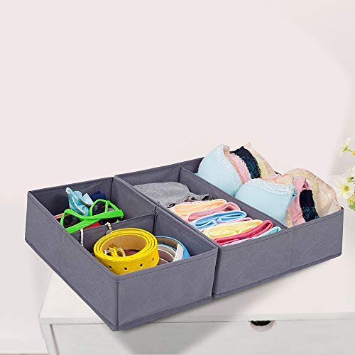 homyfort Clothes Drawer Organizer Dresser Dividers,Foldable Storage Bins Box Cubes for Underwears,Bras,Socks,Nursery/Kids Room,Cabinet Set of 4 Dark Grey
