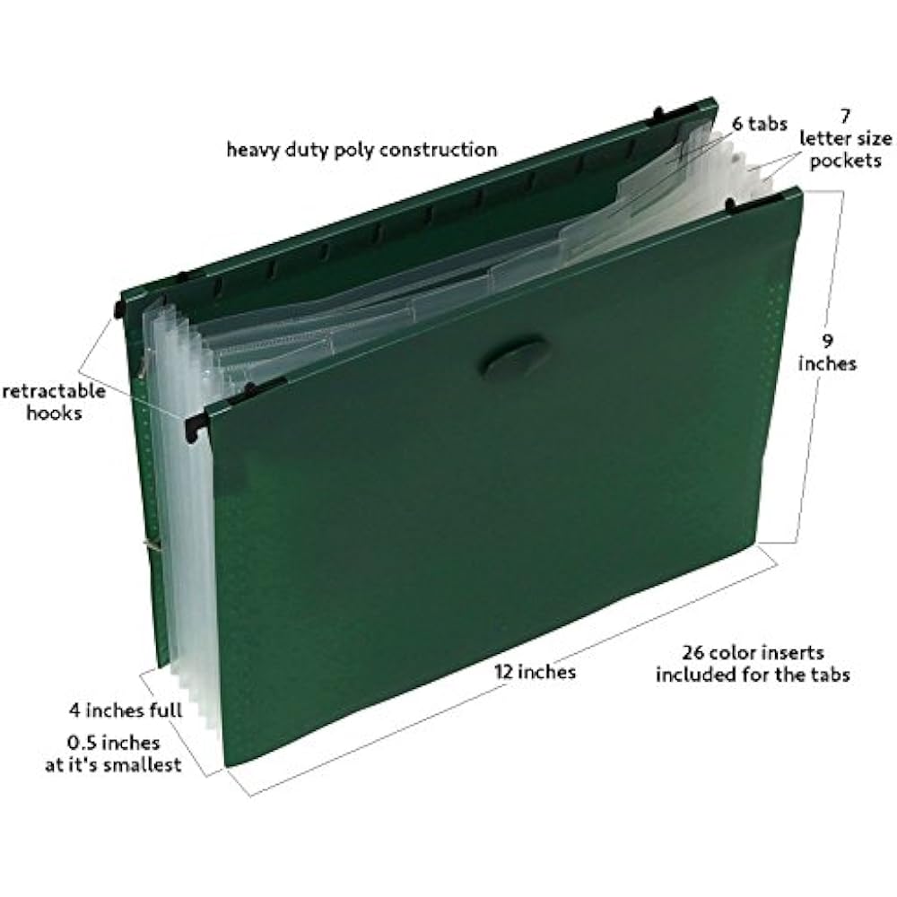 Expanding Hanging File Folder 7 Divider Pocket (12Pack) Office
