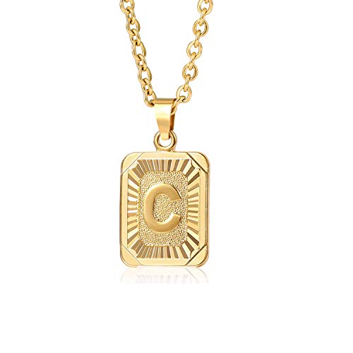 Glimmerst Initial Pendant Necklace Stainless Steel
