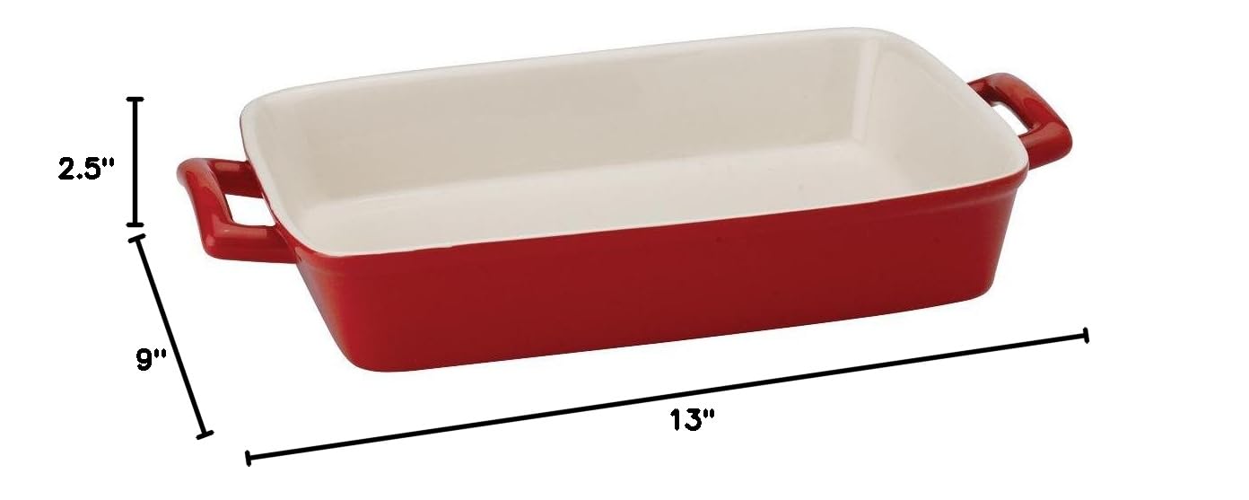 Mrs. Anderson’s Baking Oblong Rectangular Baking Dish Roasting Lasagna Pan, Ceramic, Rose, 13-Inches x 9-Inches x 2.5-Inches