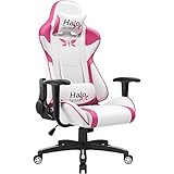 JUMMICO Pink Gaming Chair Girl Series Height Adjustable Racing Chair Specialty Design Comfortable Ergonomic Computer Swivel Chair with Headrest and Lumbar Support