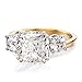 Samie Collection 3.67 ctw 3 Stone Cushion Cut CZ Engagement Ring, Gold Plated – Royal Wedding Inspired Bridal Promise Ring, Size 5-10