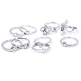 Fashion Woman Wholesale Lots 10pcs Mixed Silver Zircon Diamond Rings Set 03