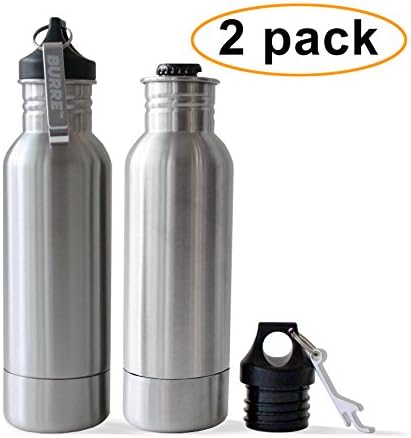 Stainless Steel Bottle Insulator Coolers - 2 Pack - Keep Beer or Beverage Ice Cold Longer - Fits most 12 oz bottles - Holder uses Liquid Tight Seal with Opener
