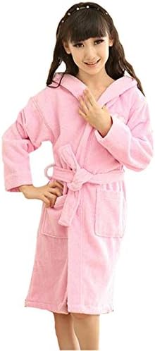 KM Kids Thin Hooded Toweling Cotton Bathrobe (8A, Pink)