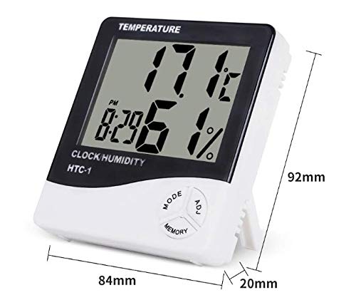 Termómetro Higrómetro Digital,Digital Medidor Termómetro,LCD Pantalla Medidor Temperatura,con Reloj de Alarma para el Familia Oficina Termómetro para Interior