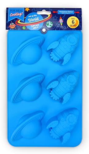 Handstand Kitchen Out of this World Silicone Rocket and Planet Shaped Cupcake Mold