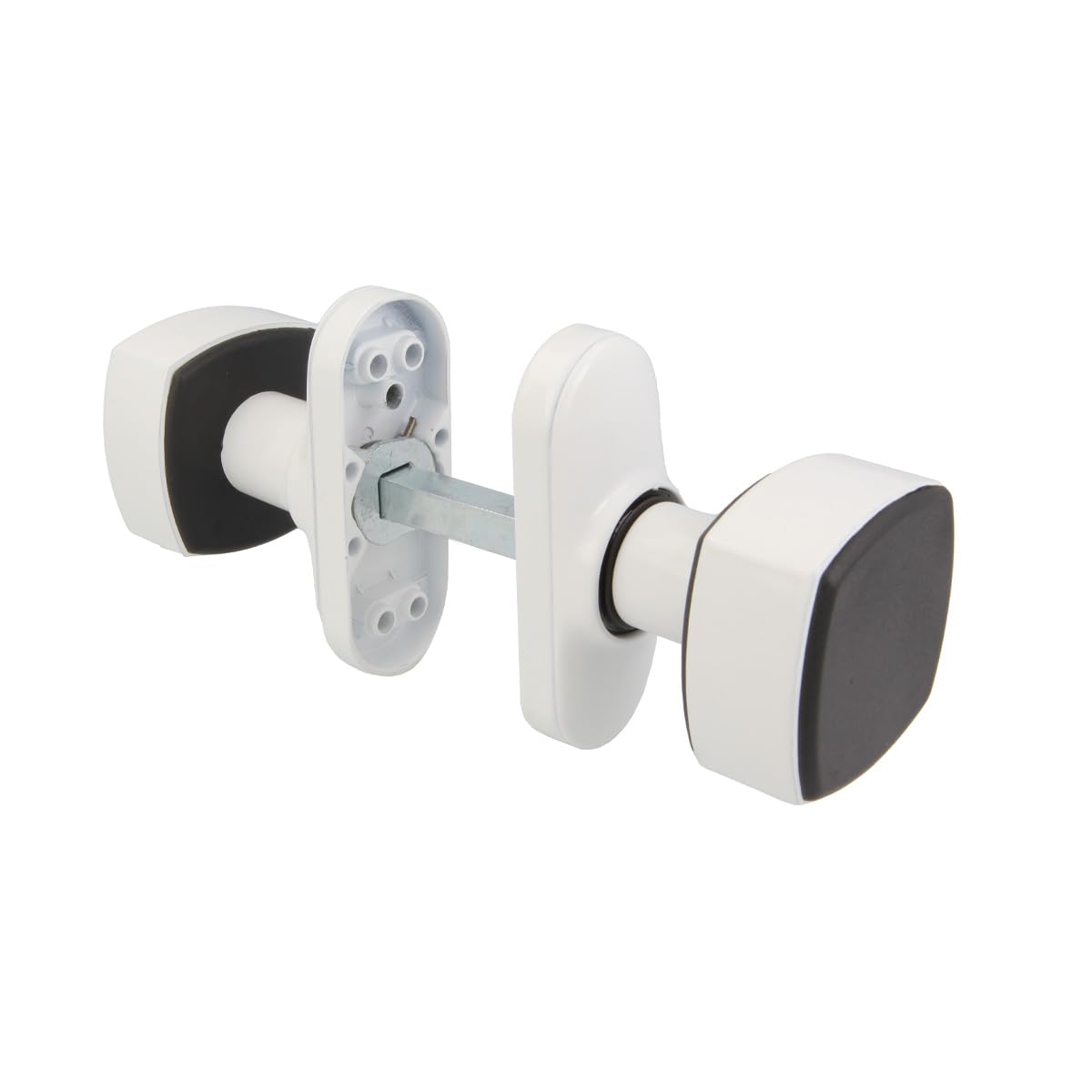 Amig - Set of Square Knobs with Narrow Plate Mod. 6807 | 81 x 31 mm | for Interior Doors | Ideal in Bedrooms, Bathrooms and Offices | White Aluminium