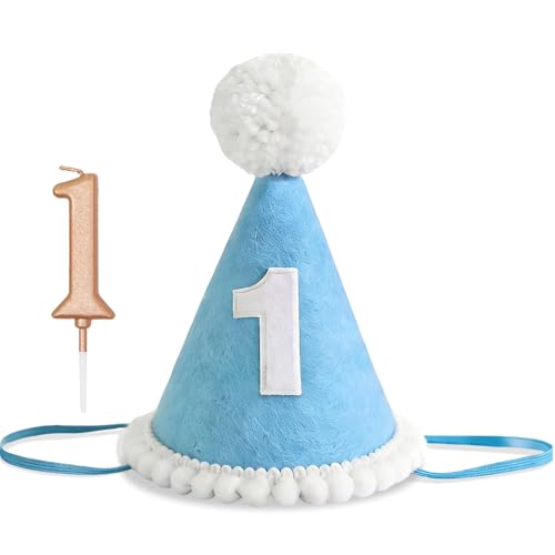 blue 1st birthday hat